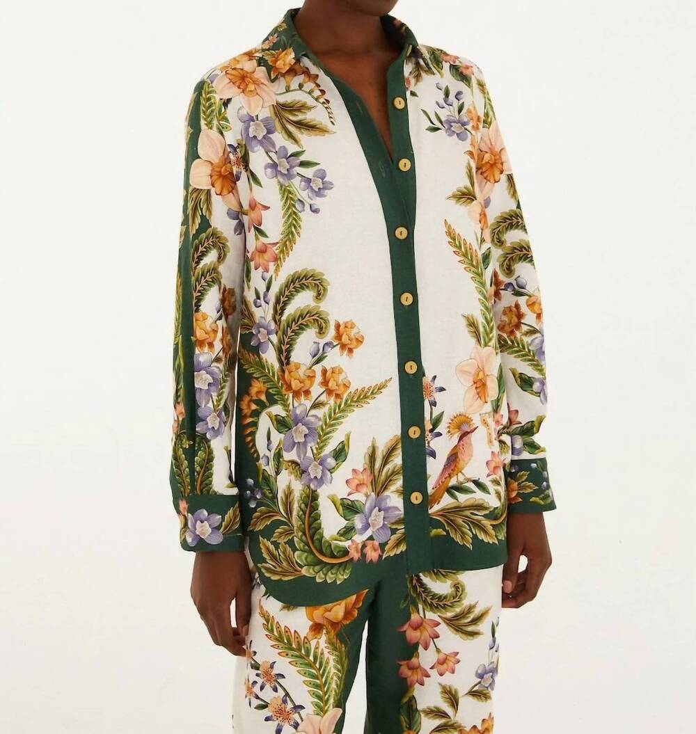 NEW FARM RIO collared buttoned shirt in multi green
